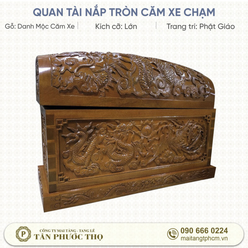 Quan Tài Địa Táng Nắp Tròn Căm Xe Chạm