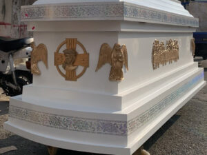 Quan tài hỏa táng công giáo hình thiên thần dịch vụ hỏa táng trọn gói tang lễ hỏa táng