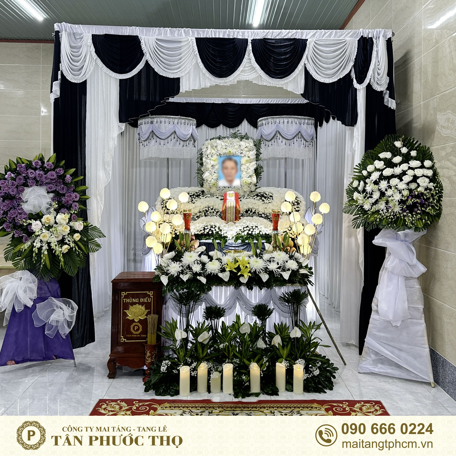 linh đường tại nhà tang lễ chùa huê nghiêm