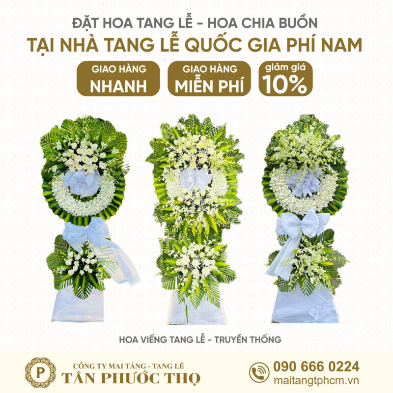 Hoa Tang Lễ tại Nhà Tang Lễ Quốc Gia Phía Nam và nhà tang lễ bộ quốc phòng theo phong cách truyền thống