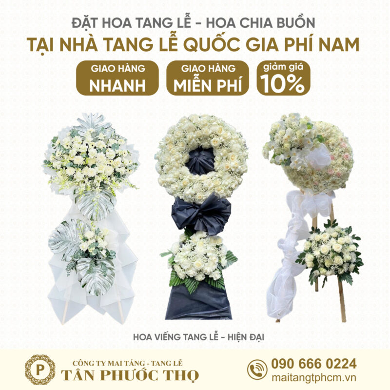 Hoa Tang Lễ tại Nhà Tang Lễ Quốc Gia Phía Nam và nhà tang lễ bộ quốc phòng theo phong cách hiện đại