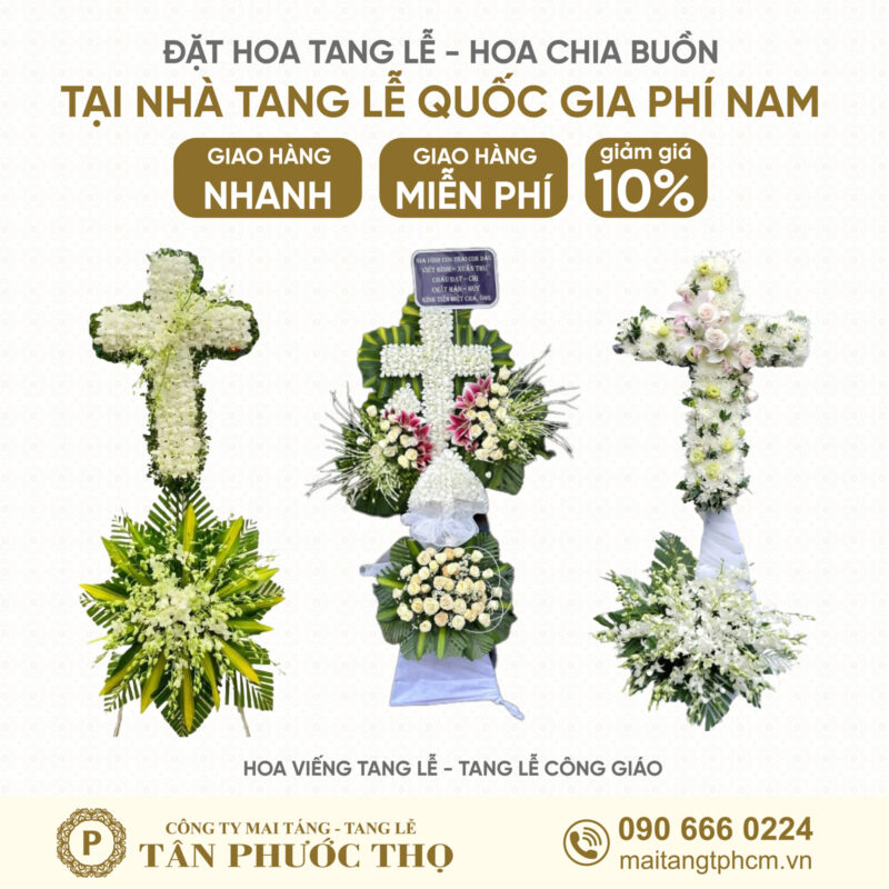 Hoa Tang Lễ tại Nhà Tang Lễ Quốc Gia Phía Nam và nhà tang lễ bộ quốc phòng theo tang lễ công giáo