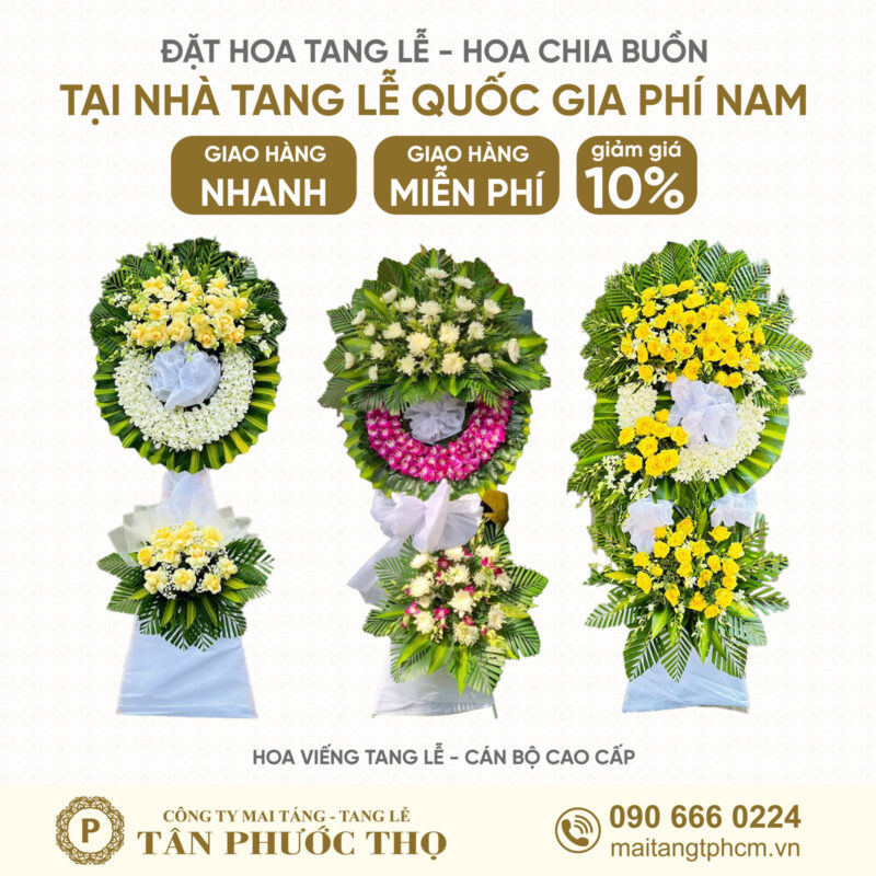 Hoa Tang Lễ tại Nhà Tang Lễ Quốc Gia Phía Nam và nhà tang lễ bộ quốc phòng cho cán bộ cao cấp