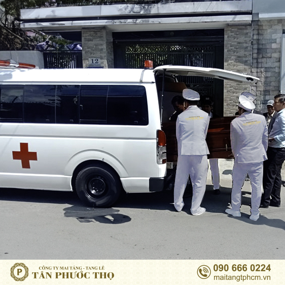 dịch vụ vận chuyển quan tài đi tỉnh bằng xe cấp cứu của công ty mai táng trọn gói Tân Phước Thọ