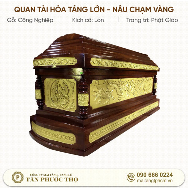 Quan tài hỏa táng lớn chạm vàng