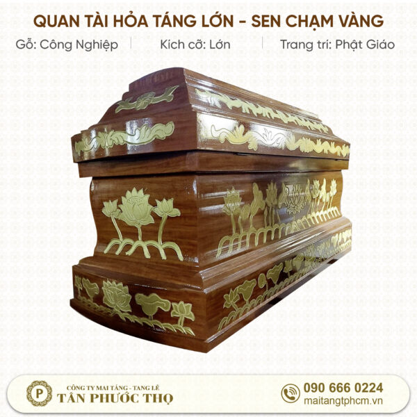 quan tài hỏa táng lớn sen chạm vàng