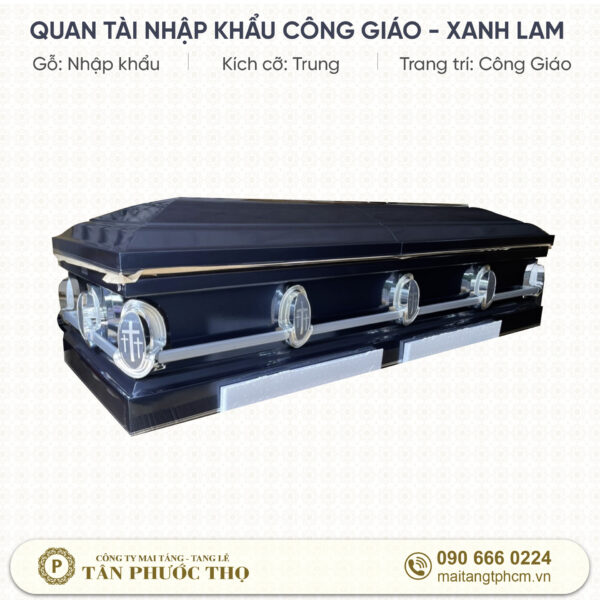 Quan tài nhập khẩu công giáo xanh lam