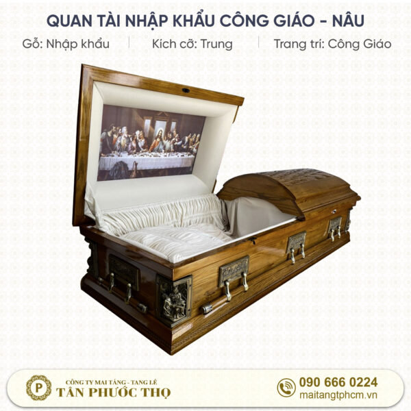 Quan tài nhập khẩu công giáo nâu