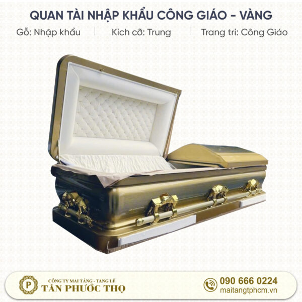 Quan tài nhập khẩu công giáo vàng