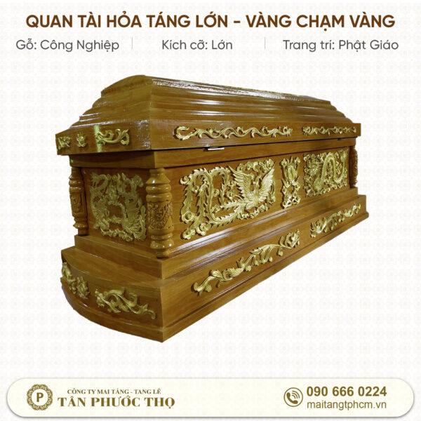 quan tài hỏa táng lớn rồng chạm vàng