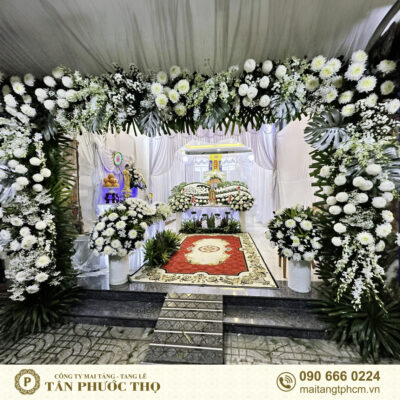 cổng hoa tươi gói trang trí tang lễ trang trọng cao cấp