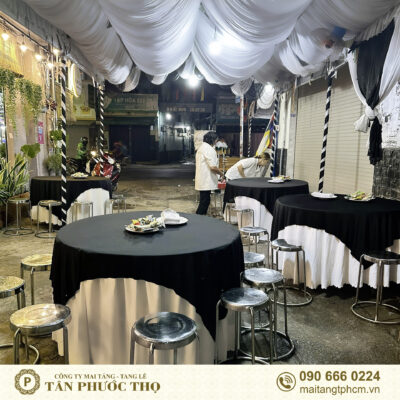 bàn rạp mái che tiếp khách mai táng tang lễ trọn gói trang trọng cao cấp