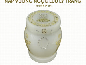 Hũ Cốt Ngọc Lưu Ly Trắng Nắp Vuông