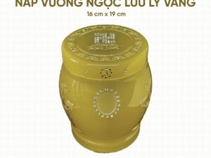 Hũ Cốt Ngọc Lưu Ly Vàng Nắp Vuông