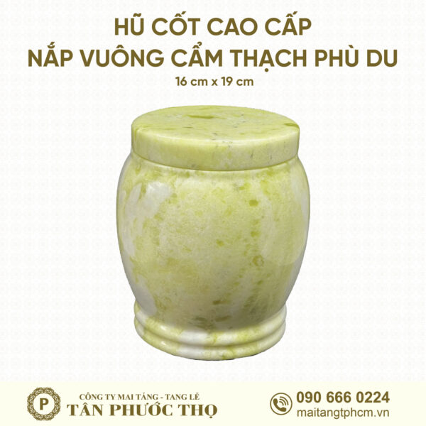 Hũ Cốt Cao Cấp Đá Cẩm Thạch Phù Du Nắp Vuông