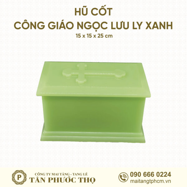 Hũ Cốt Công Giáo Ngọc Lưu Ly Trắng