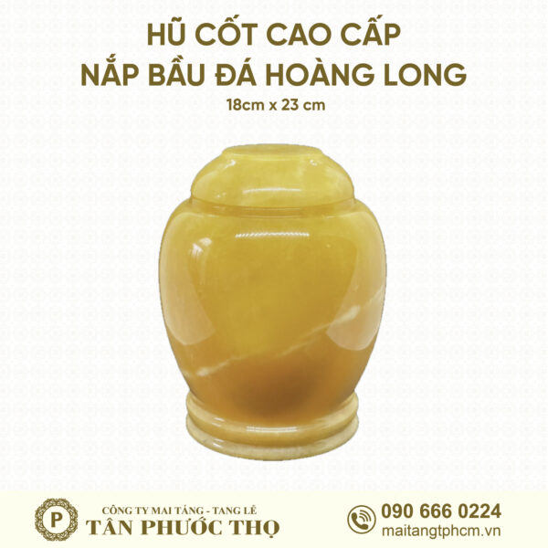 Hũ Cốt Cao Cấp Đá Hoàng Long Nắp Bầu