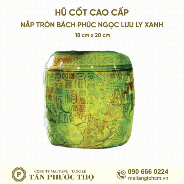 Hũ Cốt Cao Cấp Ngọc Lưu Ly Xanh Bách Phúc