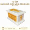 Hũ cốt đá vuông chạm vàng công giáo tang lễ công giáo dịch vụ mai táng trọn gói tang lễ trọn gói