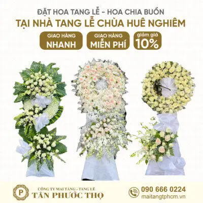 Hoa Tang Lễ tại Nhà Tang Lễ Chùa Huê Nghiêm cho dịch vụ mai táng trọn gói và tang lễ trọn gói