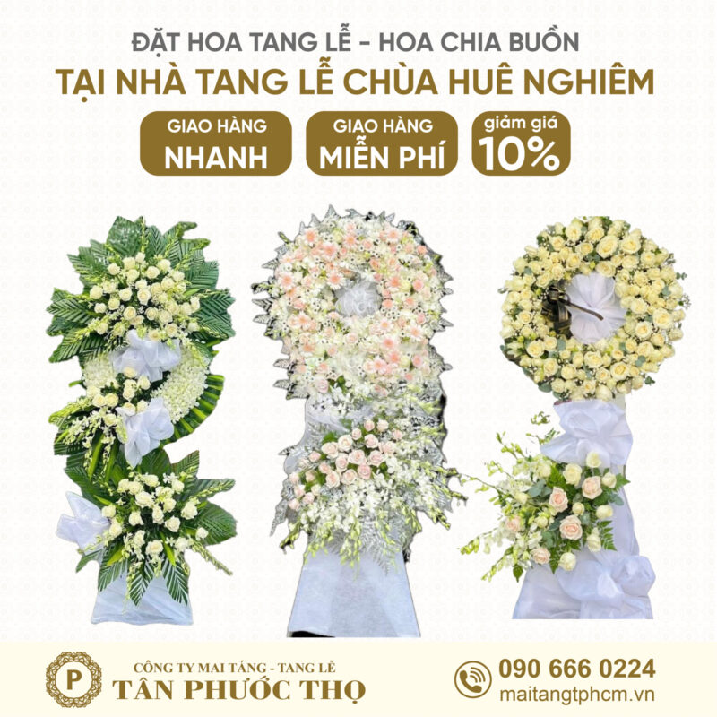 Hoa Tang Lễ tại Nhà Tang Lễ Chùa Huê Nghiêm cho dịch vụ mai táng trọn gói và tang lễ trọn gói