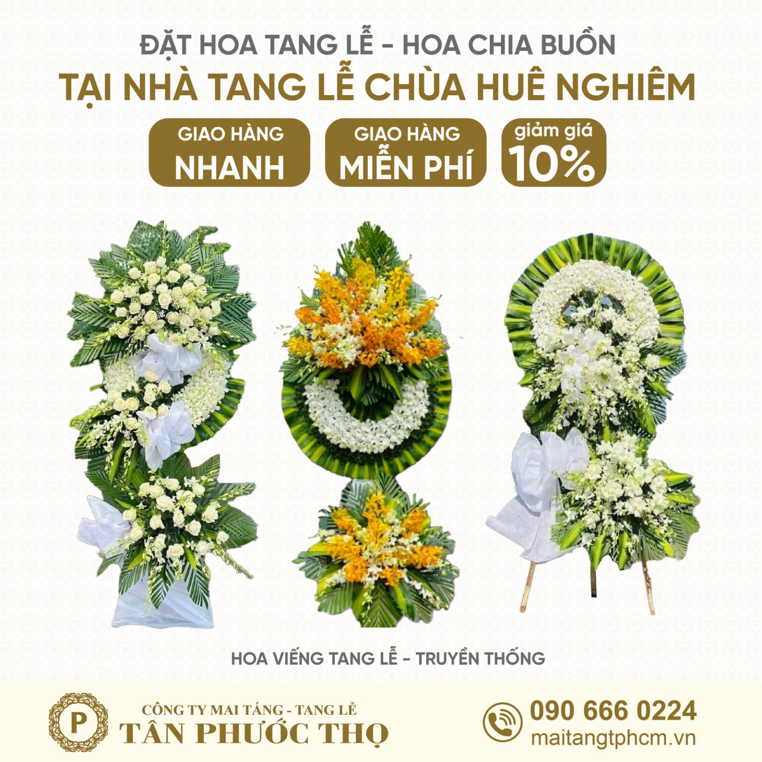 hoa tang lễ tại Nhà Tang Lễ Chùa Huê Nghiêm Theo phong cách tang lễ truyền thống