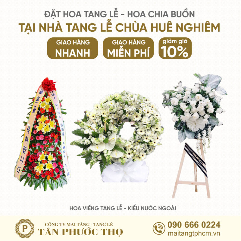hoa tang lễ tại Nhà Tang Lễ Chùa Huê Nghiêm theo kiểu hàn quốc và nước ngoài