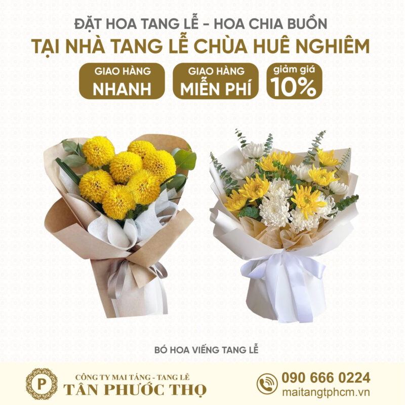 Bó hoa tang lễ tại Nhà Tang Lễ Chùa Huê Nghiêm