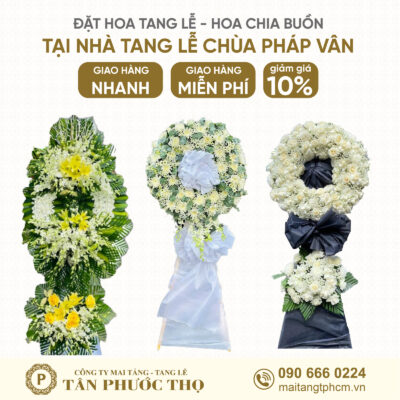 Hoa Tang Lễ tại Nhà Tang Lễ Chùa Pháp Vân cho dịch vụ mai táng trọn gói và tang lễ trọn gói