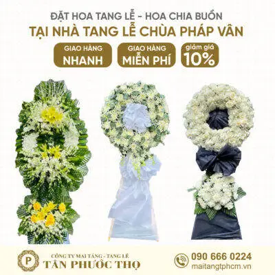 Hoa Tang Lễ tại Nhà Tang Lễ Chùa Pháp Vân cho dịch vụ mai táng trọn gói và tang lễ trọn gói