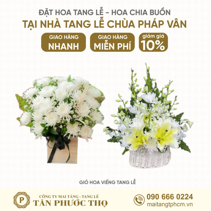 Giỏ Hoa Tang Lễ tại Nhà Tang Lễ Chùa Pháp Vân