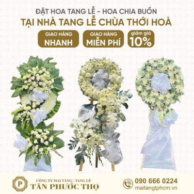 Hoa Tang Lễ tại Nhà Tang Lễ Chùa Thới Hoà cho dịch vụ mai táng trọn gói và tang lễ trọn gói