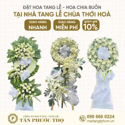 Hoa Tang Lễ tại Nhà Tang Lễ Chùa Thới Hoà cho dịch vụ mai táng trọn gói và tang lễ trọn gói