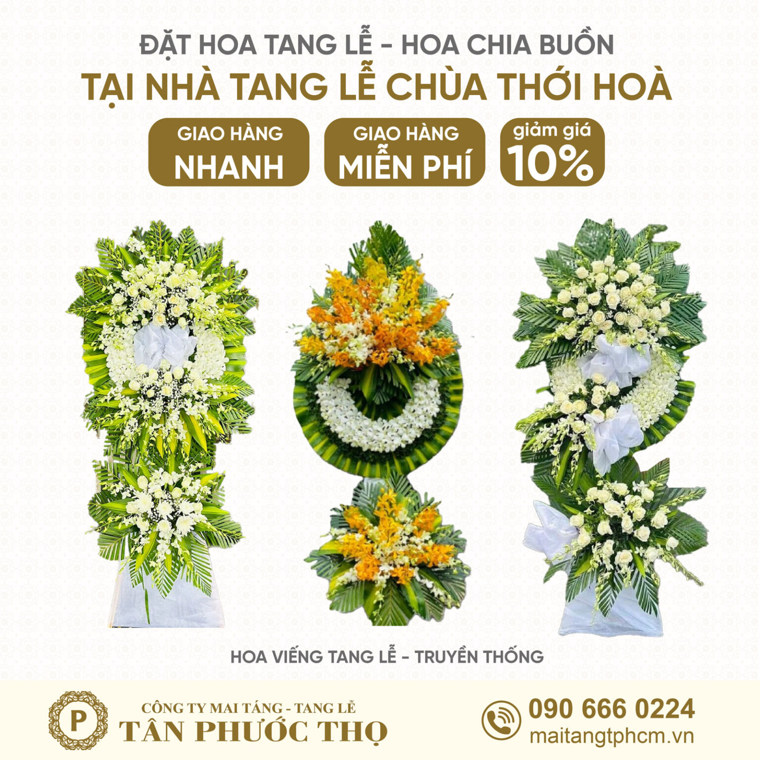 hoa tang lễ tại Nhà Tang Lễ Chùa Thới Hoà theo phong cách tang lễ truyền thống