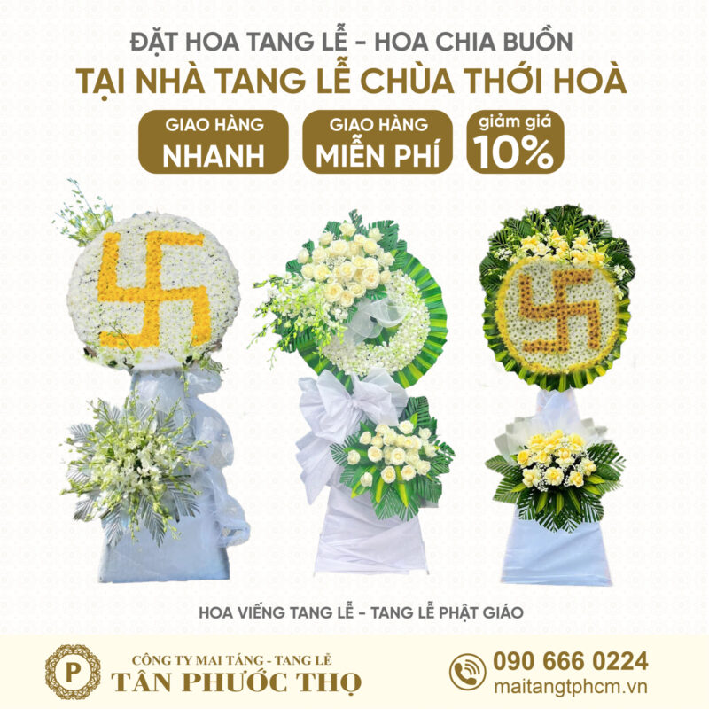 hoa tang lễ tại Nhà Tang Lễ Chùa Thới Hoà theo nghi thức tang lễ phật giáo