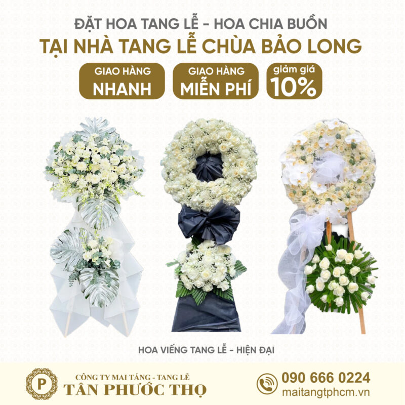 Hoa Tang Lễ tại Nhà Tang Lễ Chùa Bảo Long theo phong cách tang lễ hiện đại