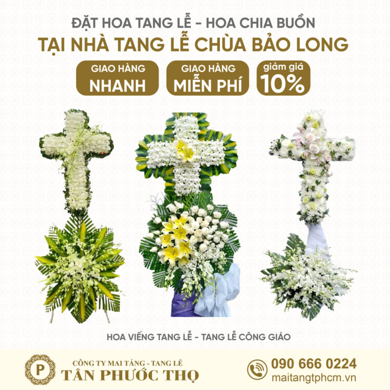 Hoa Tang Lễ tại Nhà Tang Lễ Chùa Bảo Long theo phong cách tang lễ công giáo