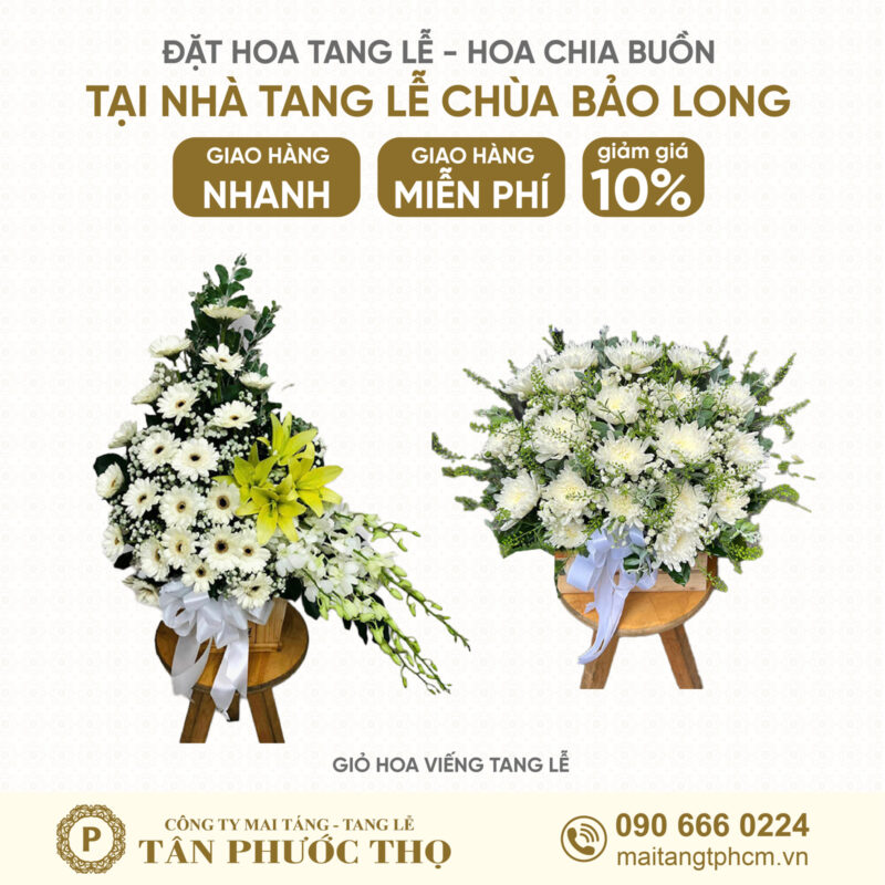 Giỏ Hoa Tang Lễ tại Nhà Tang Lễ Chùa Bảo Long