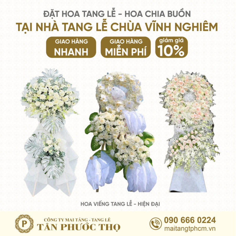 Hoa Tang Lễ tại Nhà Tang Lễ Chùa Vĩnh Nghiêm theo phong cách tang lễ hiện đại