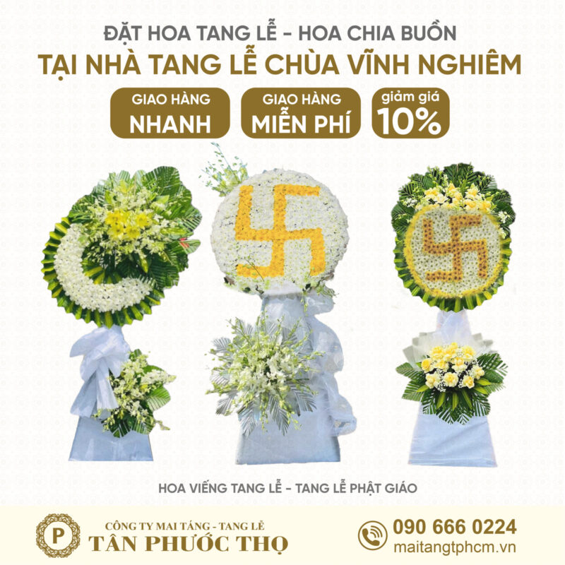 Hoa Tang Lễ tại Nhà Tang Lễ Chùa Vĩnh Nghiêm theo nghi thức tang lễ phật giáo