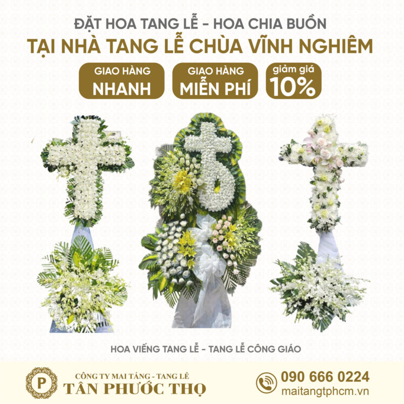 Hoa Tang Lễ tại Nhà Tang Lễ Chùa Vĩnh Nghiêm theo nghi thức tang lễ công giáo