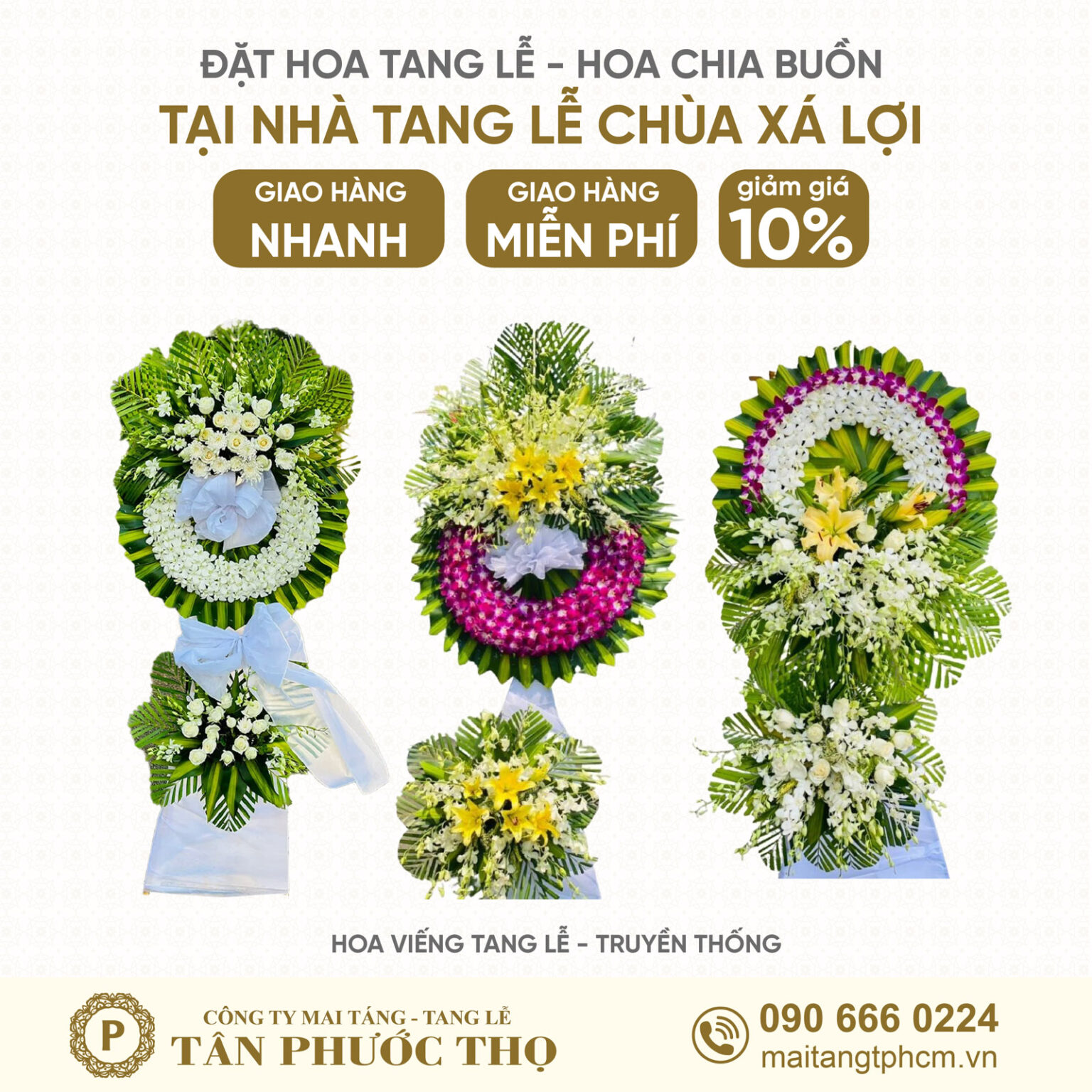 Vòng Hoa Tang Lễ tại Nhà Tang Lễ Chùa Xá Lợi theo phong cách tang lễ truyền thống