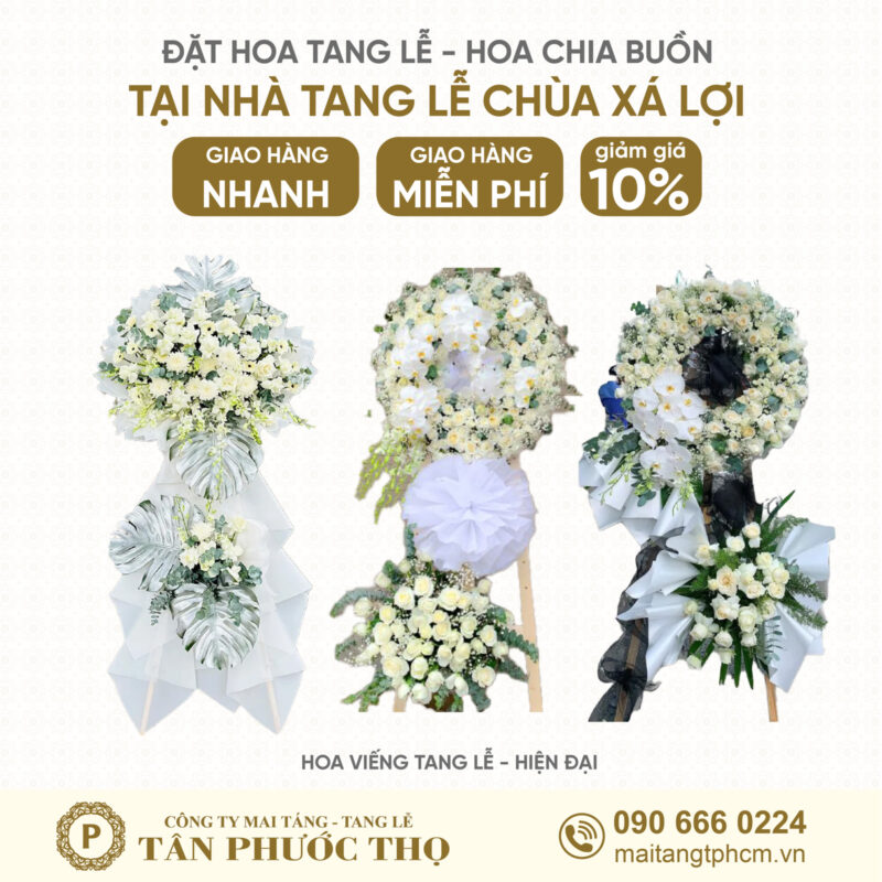 Vòng Hoa Tang Lễ tại Nhà Tang Lễ Chùa Xá Lợi theo phong cách tang lễ hiện đại