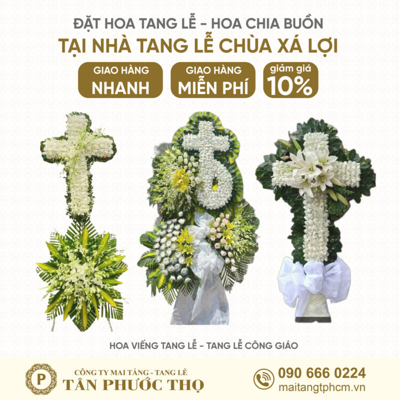 Vòng Hoa Tang Lễ tại Nhà Tang Lễ Chùa Xá Lợi theo nghi thức tang lễ công giáo