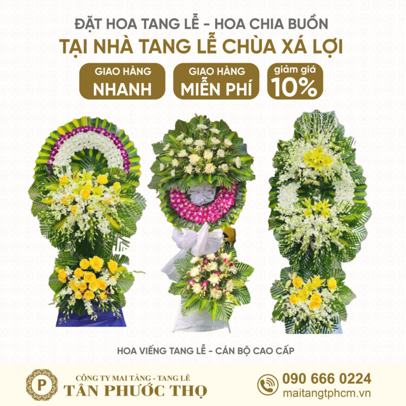Vòng Hoa Tang Lễ tại Nhà Tang Lễ Chùa Xá Lợi theo nghi thức tang lễ cán bộ cao cấp