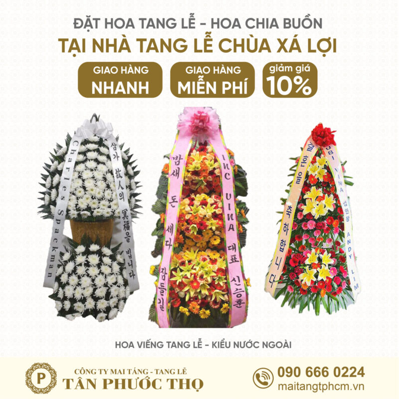Vòng Hoa Tang Lễ tại Nhà Tang Lễ Chùa Xá Lợi theo kiểu hàn quốc và nước ngoài