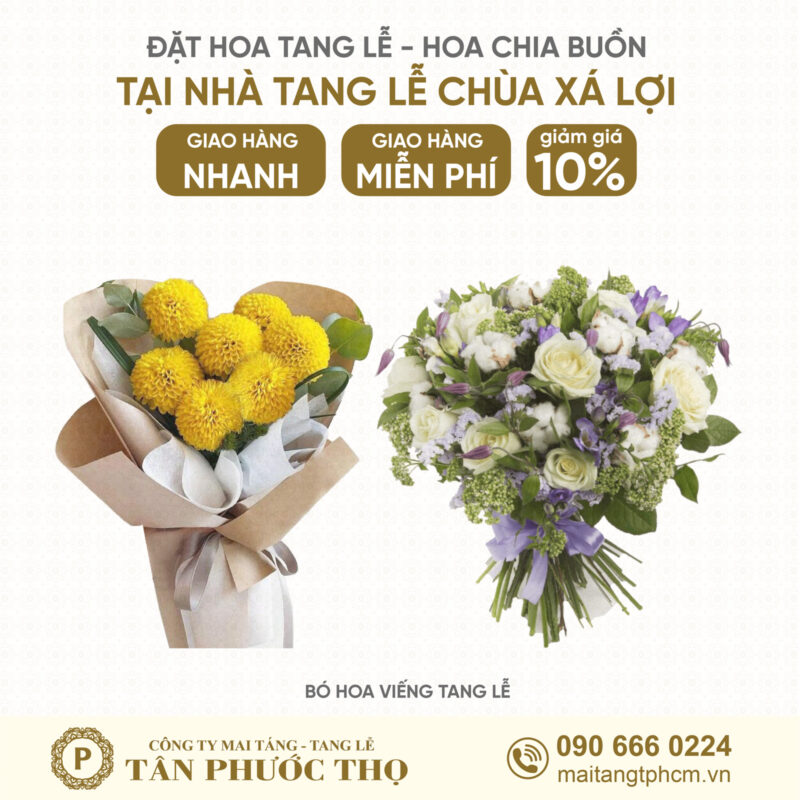 Bó Hoa Tang Lễ tại Nhà Tang Lễ Chùa Xá Lợi