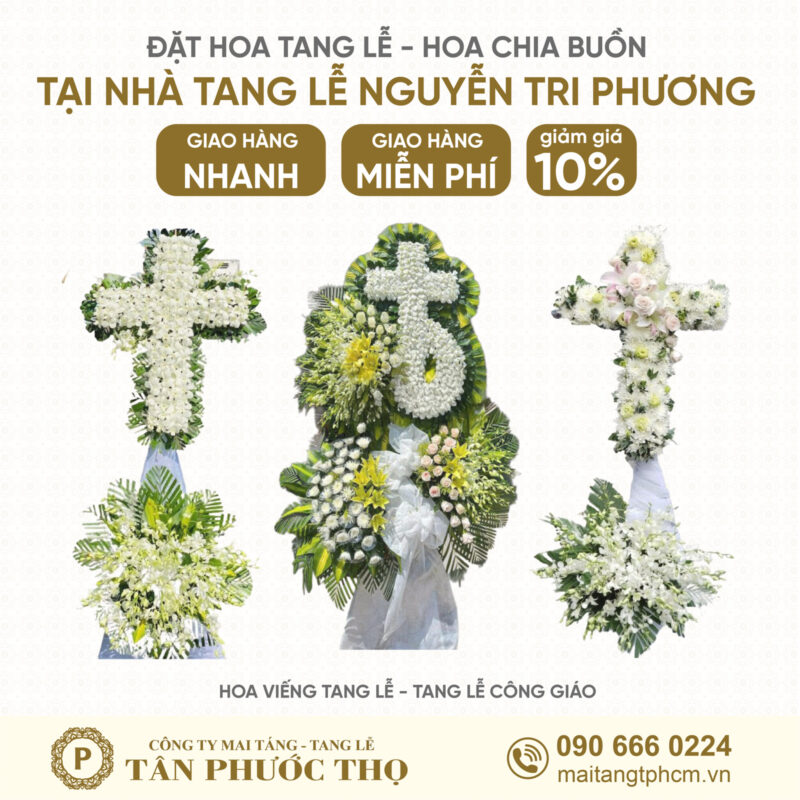 Hoa Tang Lễ tại Nhà Tang Lễ Nguyễn Tri Phương theo nghi thức tang lễ công giáo