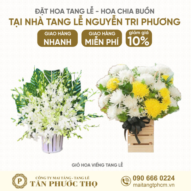 Giỏ Hoa Tang Lễ tại Nhà Tang Lễ Nguyễn Tri Phương