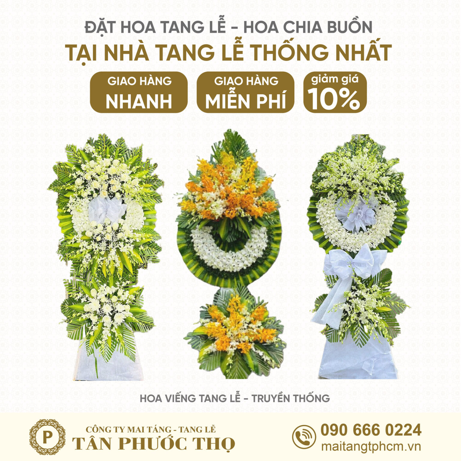 hoa tang lễ tại Nhà Tang Lễ Thống Nhất theo phong cách tang lễ truyền thống